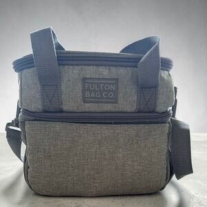 Fulton Bag Co Dual Compartment Insulated Lunch Bag Gray Cooler Shoulder Strap‎